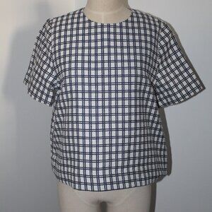 NWT Lisa Marie Fernandez Check Short Sleeve Button Back Blouse Top 1 2/4 XS